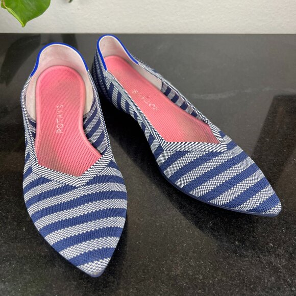 Rothy's The Point Riviera Flats Blue Gray Pointed Toe Women's Size 12 - Picture 1 of 9